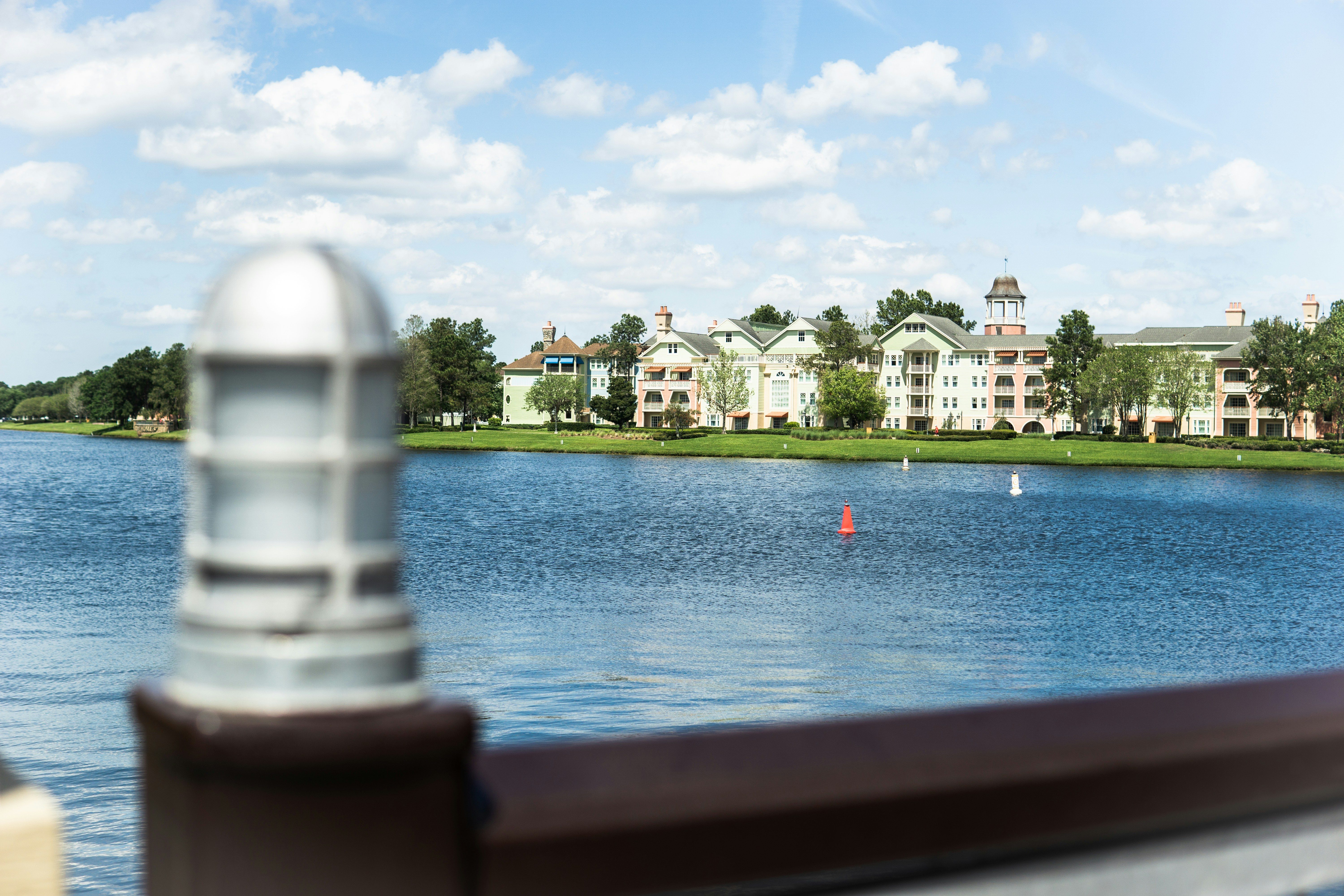 Disney's Grand Floridian Resort and Spa panoramic view from across the Seven Seas Lagoon at Walt Disney World.