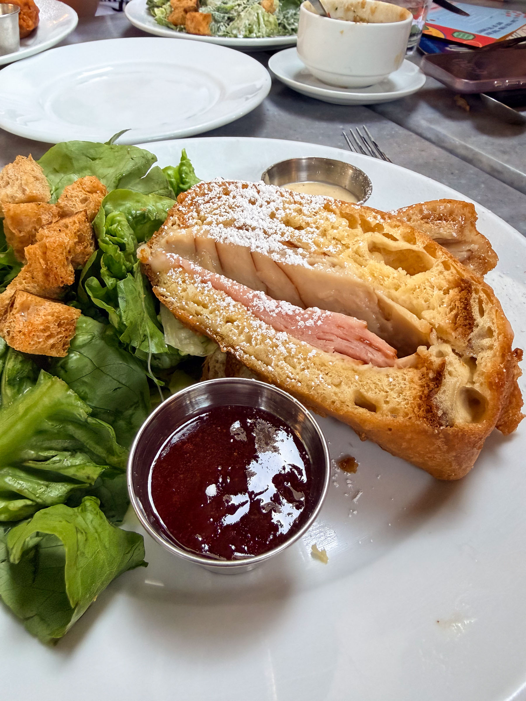 Monte Cristo sandwich plate at a Disneyland table-service restaurant