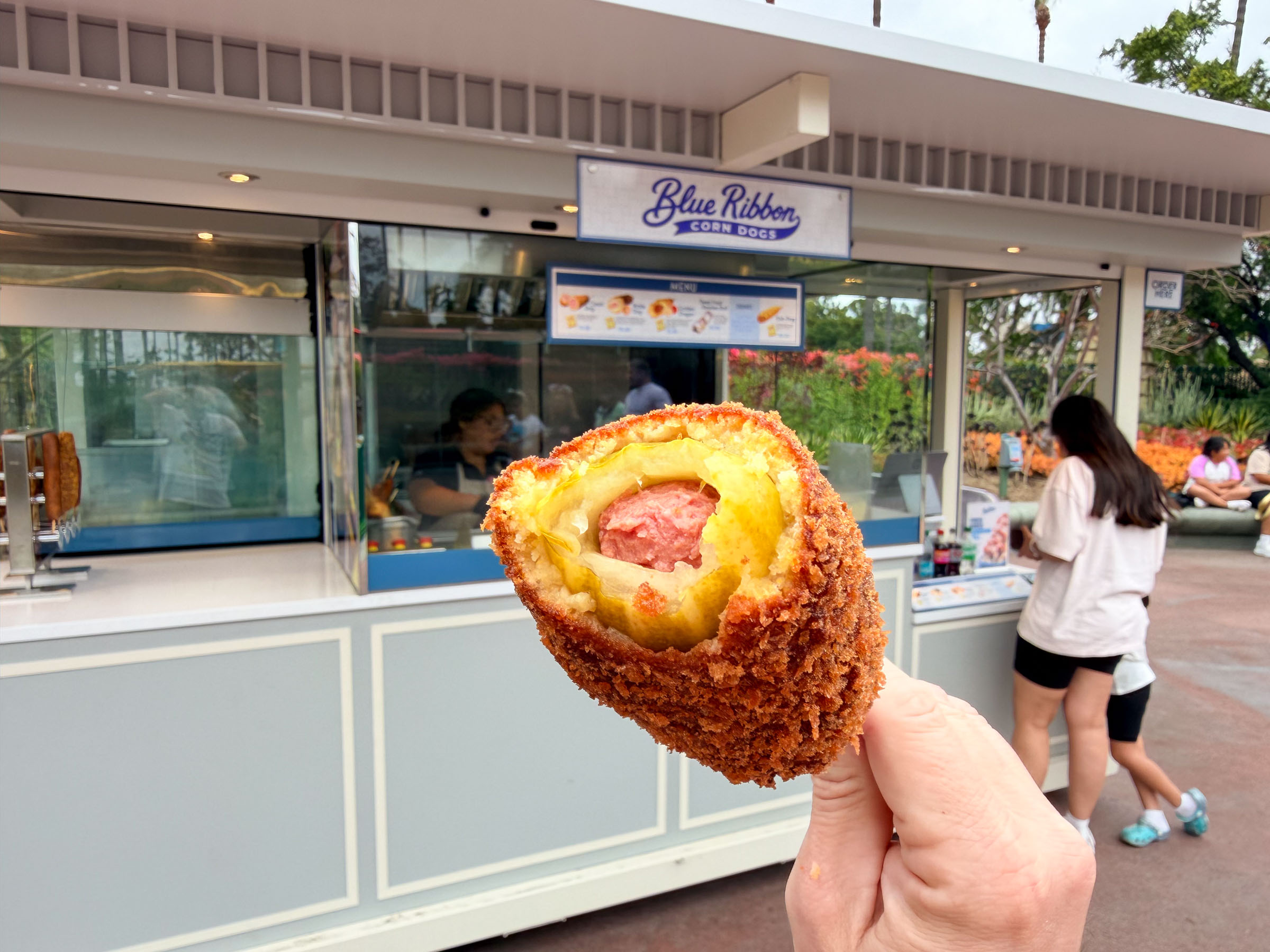 Hand-dipped corn dog from Blue Ribbon Corn Dogs