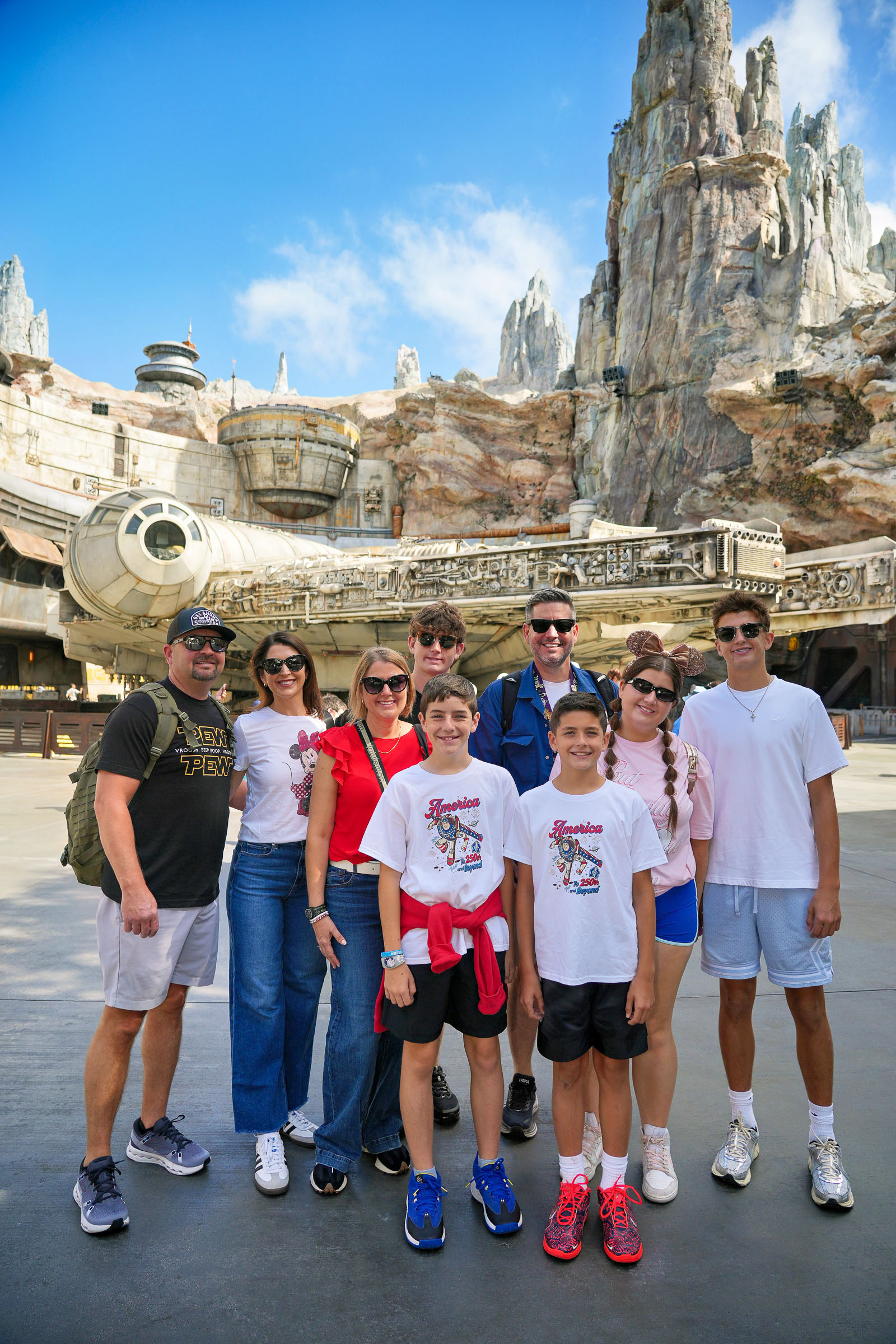 Group at the Millennium Falcon in Star Wars: Galaxy's Edge