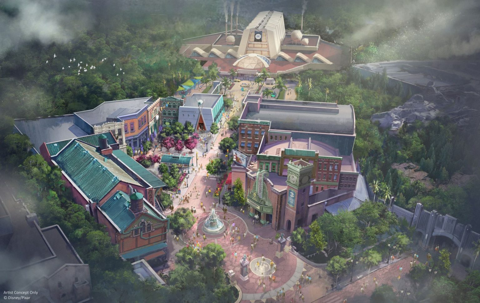 Official bird's eye view rendering of Monstropolis at Disney's Hollywood Studios at Walt Disney World. Image: Disney Parks Blog / © Disney.